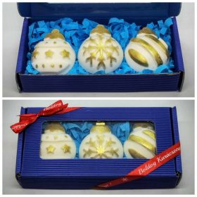   Szappan - Fehér-arany - karácsonyi gömb - szappan szett - kék dobozban - 4.