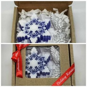   Szappan - Kék hópihe - ezüst angyalszárny - szappan szett - natúr barna dobozban - 1.