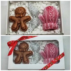   Szappan - Mézi - ezüst angyalszárny - piros kesztyű - szappan szett - fehér dobozban - 2.