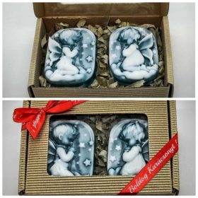   Szappan - Angyalka kislány és angyalka fiú - zöld színű - szappan szett - natúr barna dobozban - 3.