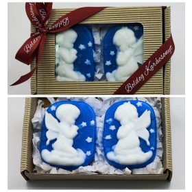   Szappan - Angyalka kislány és angyalka fiú - kék színű - szappan szett - natúr barna dobozban - 3.