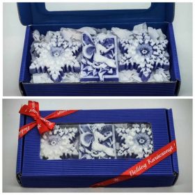   Szappan - Kék - fehér - tündér és hópihék - szappan szett - kék dobozban - 8.