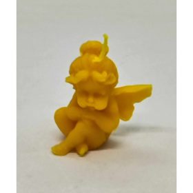   Méhviasz gyertya - Szemben ülő angyalka - kontyos - mini - 3.