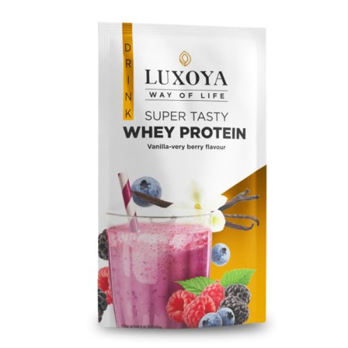 Luxoya - Fehérje por - Whey Protein - Tejsavó koncentrátum italpor - Vanília-Bogyós gyümölcs ízű - 30g