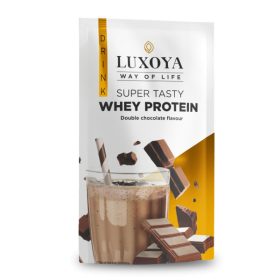 Luxoya - Fehérje por - Whey Protein - Tejsavó koncentrátum italpor - Dupla csokoládé ízű - 30g   Luxoya - Fehérje por - Whey Protein - Tejsavó koncentrátum italpor - Dupla csokoládé ízű - 30g