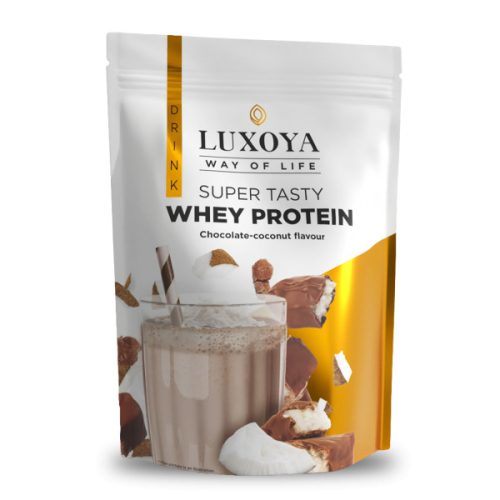 Luxoya - Fehérje por - Whey Protein - Tejsavó koncentrátum italpor - Csokoládé-Kókusz ízű - DOY - zacskós kiszerelés - 450g