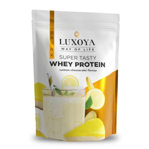 Luxoya - Fehérje por - Whey Protein - Tejsavó koncentrátum italpor - Citromos sajttorta ízű  - DOY - zacskós kiszerelés - 450g