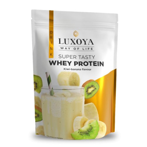 Luxoya - Fehérje por - Whey Protein - Tejsavó koncentrátum italpor - Kiwi-Banán ízű - DOY - zacskós kiszerelés - 450g