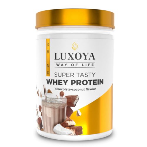 Luxoya - Fehérje por - Whey Protein - Tejsavó koncentrátum italpor - Csokoládé-Kókusz ízű - PET - dobozos kiszerelés - 450g