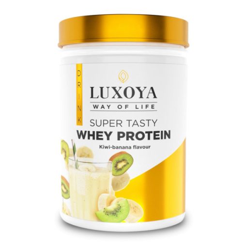 Luxoya - Fehérje por - Whey Protein - Tejsavó koncentrátum italpor - Kiwi-Banán ízű - PET - dobozos kiszerelés - 450g