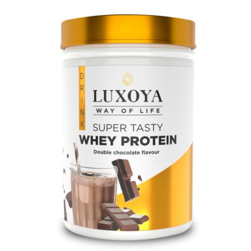 Luxoya - Fehérje por - Whey Protein - Tejsavó koncentrátum italpor - Dupla csokoládé ízű - PET - dobozos kiszerelés - 450g