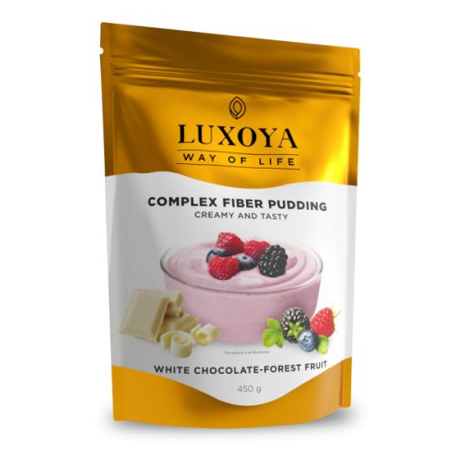Luxoya - Complex Fiber Pudding - Fehér csokoládé-Erdei gyümölcs ízű - Rost Pudding - Rostkomplex - 450g 