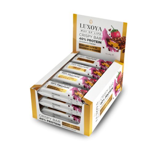 Luxoya - Crispy Bar - Fehérje szelet - Eper ízesítésű - Strawberry - 12x45g