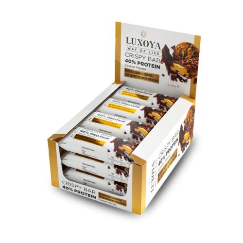 Luxoya - Crispy Bar - Fehérje szelet - Csokis süti ízesítésű - Cookies - 12x45g