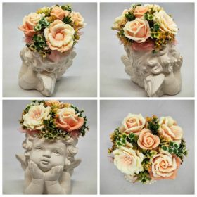   Szappanvirág - Sárga - narancs - szappanvirág csokor - nagy angyalkás kaspóban - 3.