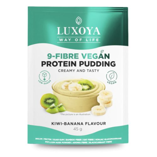 Luxoya - Vegán fehérjét tartalmazó rostpuding - 9 féle rosttal - Kiwi-Banán ízű - 45g 