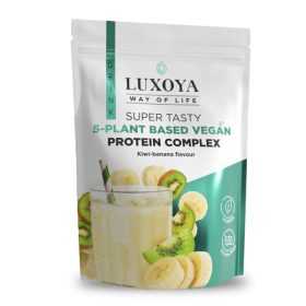 Luxoya - Vegán - Fehérje por - 5 féle növényi fehérjeforrást tartalmazó vegán fehérje italpor - Kiwi-banán ízű - DOY - zacskós kiszerelés - 450g   Luxoya - Vegán - Fehérje por - 5 féle növényi fehérjeforrást tartalmazó vegán fehérje italpor - Kiwi-banán ízű - DOY - zacskós kiszerelés - 450g