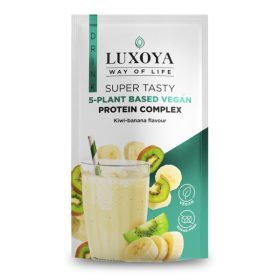 Luxoya - Vegán - Fehérje por - 5 féle növényi fehérjeforrást tartalmazó vegán fehérje italpor - Kiwi-banán ízű - DOY - zacskós kiszerelés - 30g   Luxoya - Vegán - Fehérje por - 5 féle növényi fehérjeforrást tartalmazó vegán fehérje italpor - Kiwi-banán ízű - DOY - zacskós kiszerelés - 30g