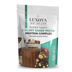 Luxoya - Vegán - Fehérje por - 5 féle növényi fehérjeforrást tartalmazó vegán fehérje italpor - Csokoládé-mogyoró ízű - DOY - zacskós kiszerelés - 450g   Luxoya - Vegán - Fehérje por - 5 féle növényi fehérjeforrást tartalmazó vegán fehérje italpor - Csokoládé-mogyoró ízű - DOY - zacskós kiszerelés - 450g