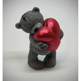   Szappan - Szürke nagy maci - piros szívvel - szappan - organza szatyorban