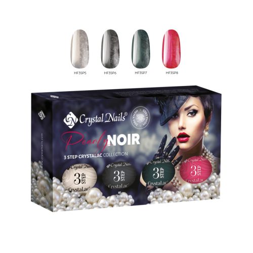Crystal Nails - PEARLY NOIR - 3 STEP CRYSTALAC KÉSZLET (4X4ML) -THF