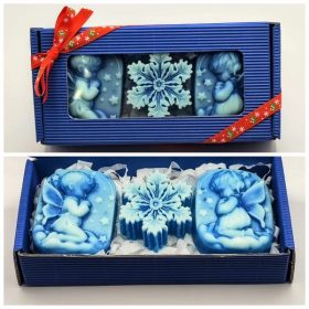   Szappan - Kék - angyalka kislány - angyalka fiú -  hópihe - szappan szett - kék dobozban - 1.