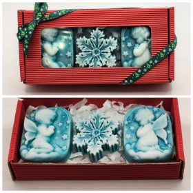   Szappan - Zöld - angyalka kislány - angyalka fiú -  hópihe - szappan szett - piros dobozban - 2.