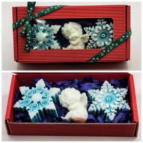   Szappan - Zöld hópihék - oldalt ülő angyalkával - szappan szett - piros dobozban - 8.