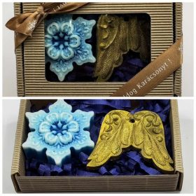   Szappan - Kék hópihe - nagy arany angyalszárny - szappan szett - natúr barna dobozban - 4.