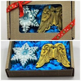   Szappan - Zöld hópihe - nagy arany angyalszárny - szappan szett - natúr barna dobozban - 5.