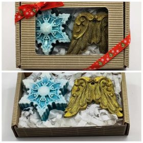   Szappan - Zöld hópihe - nagy arany angyalszárny - szappan szett - natúr barna dobozban - 3.