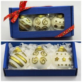   Szappan - Fehér-arany - karácsonyi gömb - szappan szett - kék dobozban - 4.