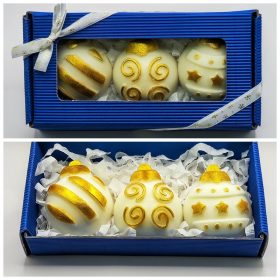   Szappan - Fehér-arany - karácsonyi gömb - szappan szett - kék dobozban - 4.