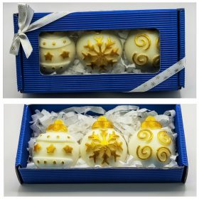   Szappan - Fehér-arany - karácsonyi gömb - szappan szett - kék dobozban - 3.