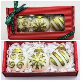   Szappan - Fehér-arany - karácsonyi gömb - szappan szett - piros dobozban - 6.