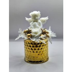   Szappanvirág - Angyalka - arany-fehér díszekkel - szappanvirág csokororral - arany kis kaspóban - 2.