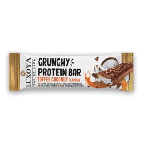 Luxoya - CRUNCHY PROTEIN BAR - ROPPANÓS FEHÉRJE SZELET 45g - Karamella - Kókusz ízű - 1x45g   Luxoya - CRUNCHY PROTEIN BAR - ROPPANÓS FEHÉRJE SZELET 45g - Karamella - Kókusz ízű - 1x45g