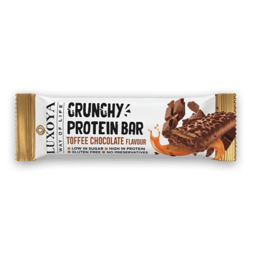 Luxoya - CRUNCHY PROTEIN BAR - ROPPANÓS FEHÉRJE SZELET 45g - Karamella - Csokoládé ízű - 1x45g