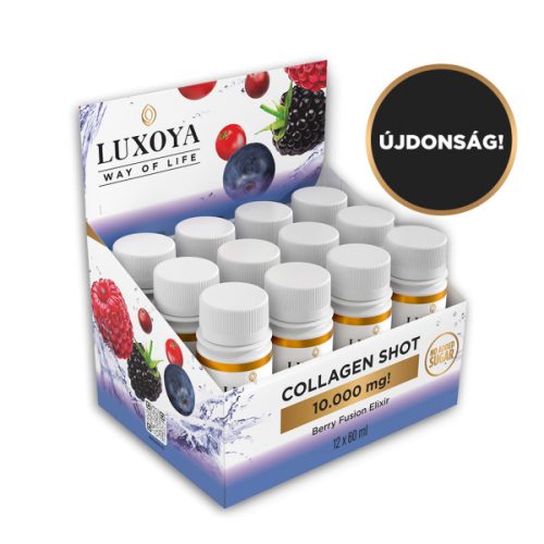 Luxoya - COLLAGEN SHOT 10.000 mg - FOLYÉKONY KOLLAGÉN gyűjtődoboz - Erdei gyümölcs ízű -12x60 ml