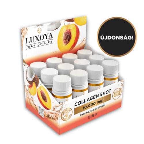 Luxoya - COLLAGEN SHOT 10.000 mg FOLYÉKONY KOLLAGÉN - Őszibarack-kókusz ízű - 12x60 ml