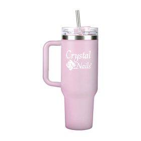   Crystal Nails - FÉM HŐTARTÓ KULACS - TUMBLER - PASZTELL PINK@
