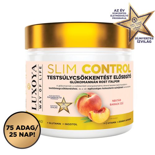 Luxoya - Slim Control - Testsúlycsökkentést elősegítő glükomannán rost italpor – Barack Nektár ízű - 300g