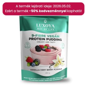   Luxoya - Vegán fehérjét tartalmazó rostpuding - 9 féle rosttal - Vanília-erdei gyümölcs ízű - DOY - 450g 