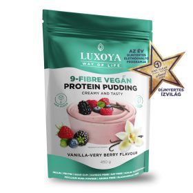   Luxoya - Vegán fehérjét tartalmazó rostpuding - 9 féle rosttal - Vanília-erdei gyümölcs ízű - DOY - 450g 
