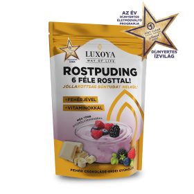 Luxoya - Rostpuding 6 féle rosttal - Fehér csokoládé - Erdei gyümölcs - 300g   Luxoya - Rostpuding 6 féle rosttal - Fehér csokoládé - Erdei gyümölcs - 300g
