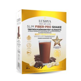   Luxoya - Slim Fiber-Pro Shake -Testsúlycsökkentést elősegítő étrend-kiegészítő rostkomplex glükomannánnal és édesítőszerekkel - Csokis-banános -- 6x35g