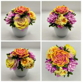   Szappanvirág csokor - Vegyes tavaszi szappanvirág csokor - fehér kaspóban - 11.