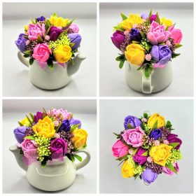   Szappanvirág csokor - Vegyes tulipán szappanvirág csokor - fehér kerámia kannában - 10